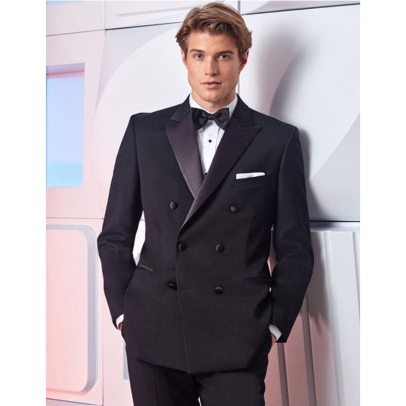 Alberto Nardoni Men's Double Breasted Wool Tuxedo in Black — Mens Suits & Blazers