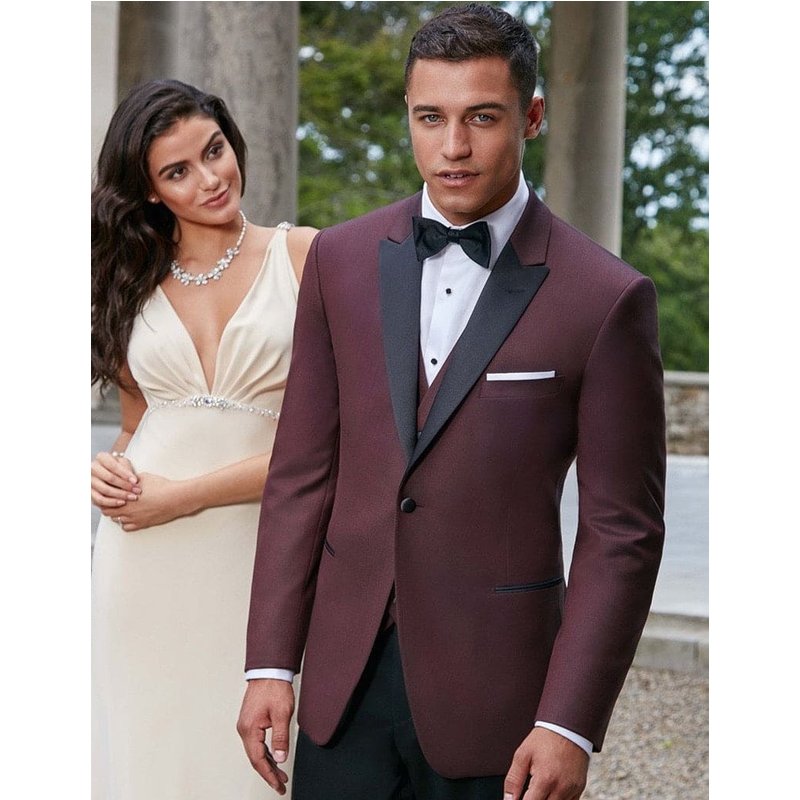 Alberto Nardoni Men's Marbella One Button Peak Tuxedo - Burgundy — Mens Suits & Blazers