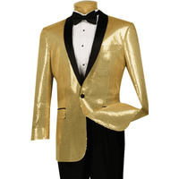 Alberto Nardoni Men's Gold Sequin Tuxedo Blazer — Mens Suits & Blazers