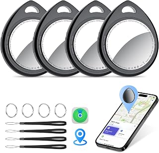 QCOQ Air Tag Tracker 4 Pack with Keychain and Bluetooth
