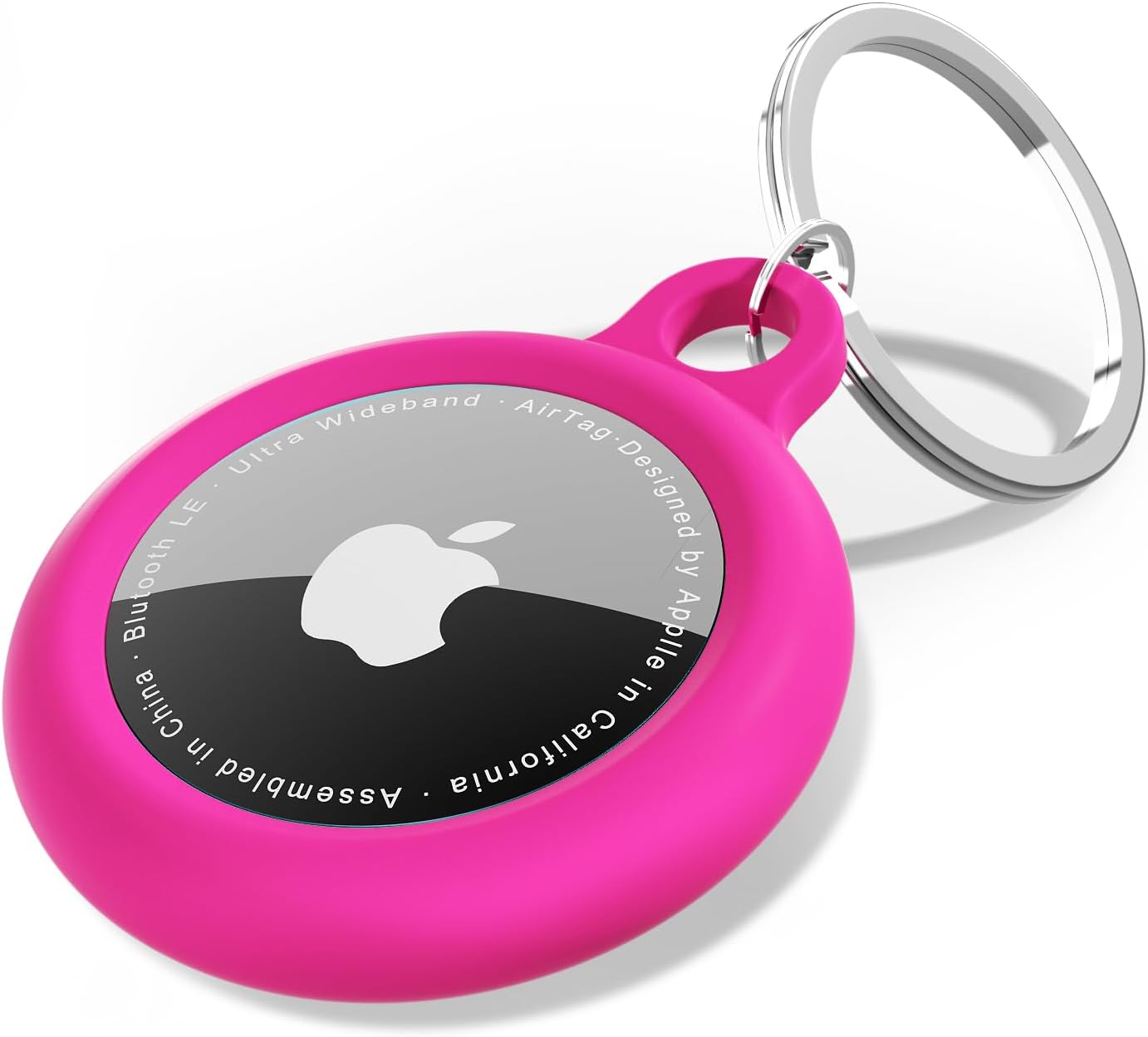 Oakxco Airtag Keychain Silicone Holder with Key Ring - Hot Pink — Air Tag Tracker