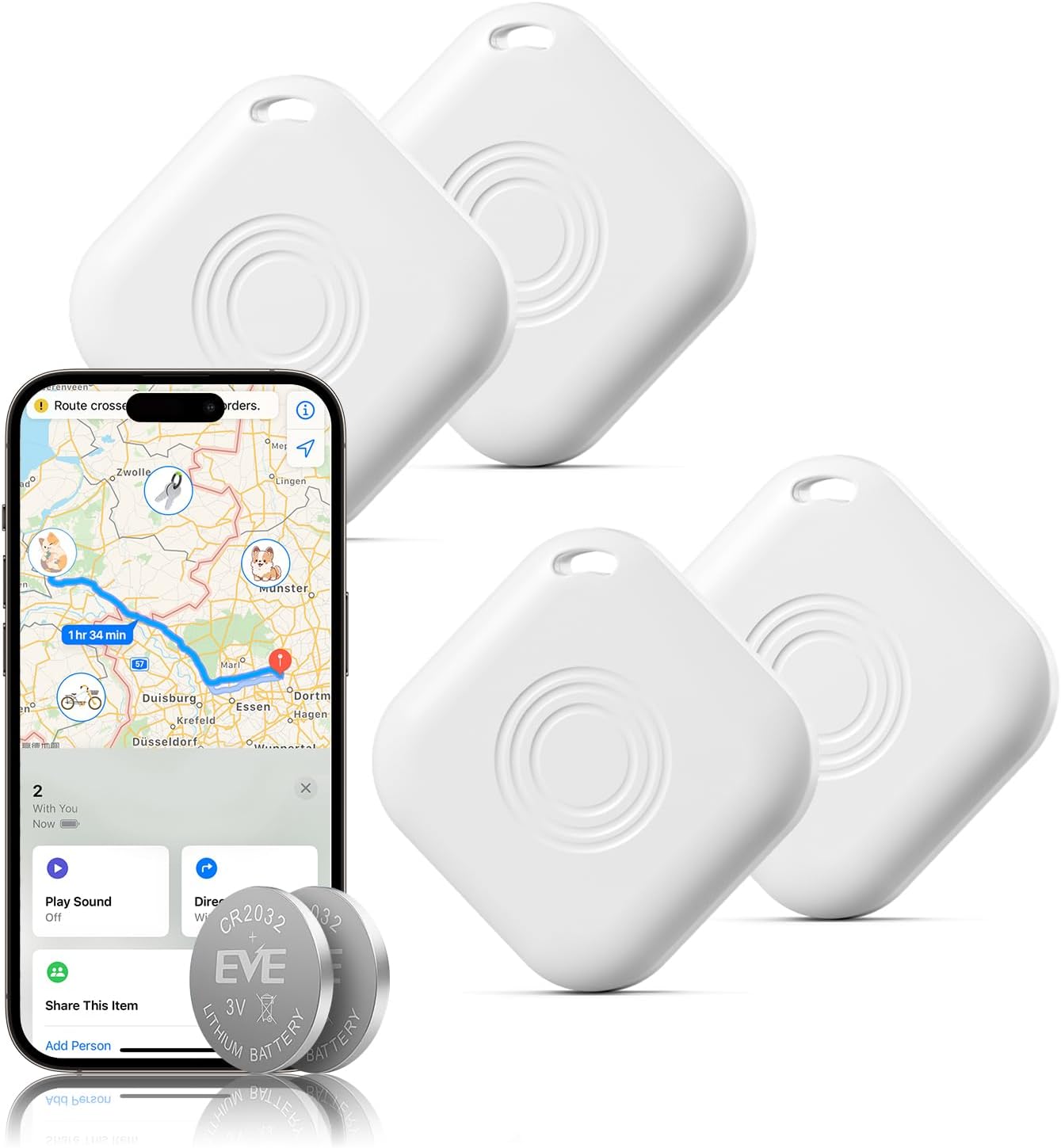 Suivi Air Tag 4-Pack, Étiquettes Bluetooth Intelligentes pour Apple Find My — Traqueur d'étiquette aérienne