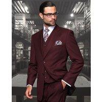 Alberto Nardoni Men's Classic Fit Burgundy Wool Suit