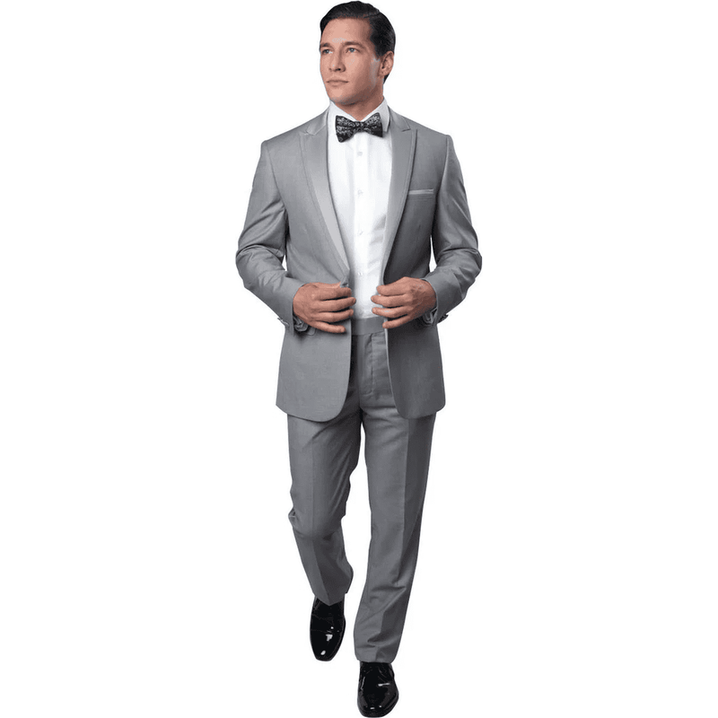 Alberto Nardoni Tuxedo Ajusté à Un Bouton en Gris Clair — Costumes et vestons pour hommes