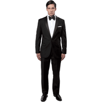 Tuxedo Noir Slim Fit à Un Bouton avec Revers en Satin — Costumes et vestons pour hommes