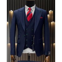 Alberto Nardoni Men's One Button Peak Lapel Double Breasted Suit — Mens Suits & Blazers