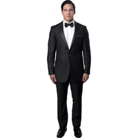 Tuxedo Ajusté à Un Bouton avec Revers en Satin Gris Charbon — Costumes et vestons pour hommes