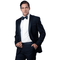 Tuxedo pour hommes ajusté à un bouton avec revers en satin - Bleu marine — Costumes et vestons pour hommes