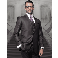 Mens Classic Fit Pleated Pant 2 Button Wool Suit in Charcoal Grey — Costumes et vestons pour hommes