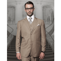Mens 2 Button Classic Fit Pleated Pant Suit in Big & Tall Sizes in Bronze