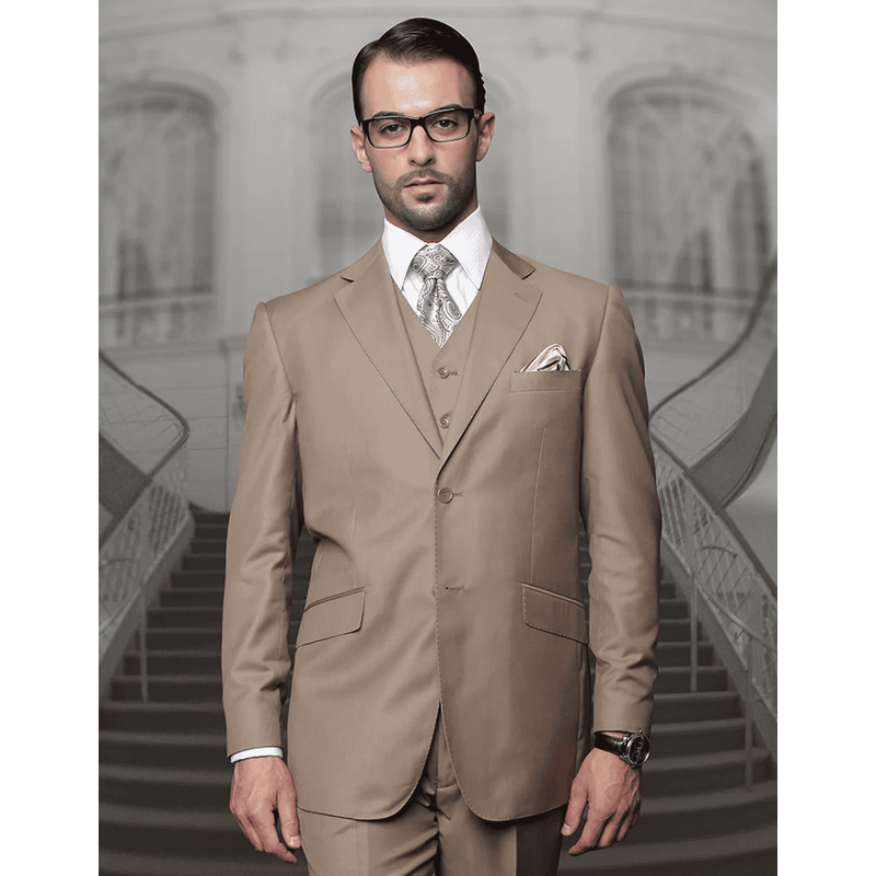 Mens 2 Button Classic Fit Pleated Pant Suit in Big & Tall Sizes in Bronze — Costumes et vestons pour hommes