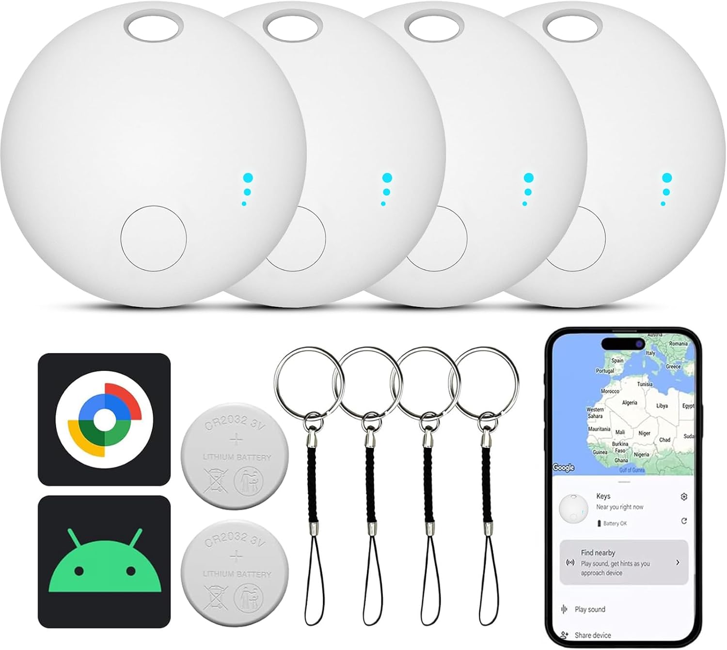 Air Tag Tracker for Android, Bluetooth Smart Tags, 4 Pack — Air Tag Tracker