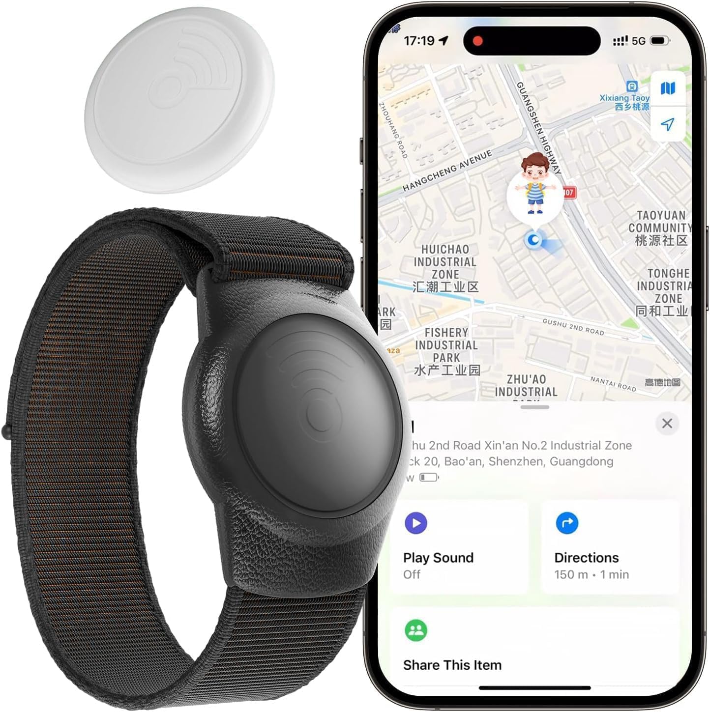Traceur GPS pour enfants - Bracelet Air Tag avec bracelet ajustable — Traqueur d'étiquette aérienne
