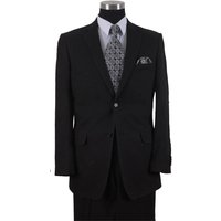 Mens 2 Button 100% Linen Suit with Elbow Side Vents Patches in Black