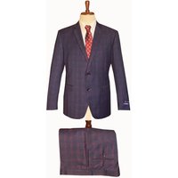 Costumes en laine pour hommes - Vestige - Bleu marine avec motif Bourgogne foncé - Costume en laine pour affaires Disponible en coupe classique ou moderne