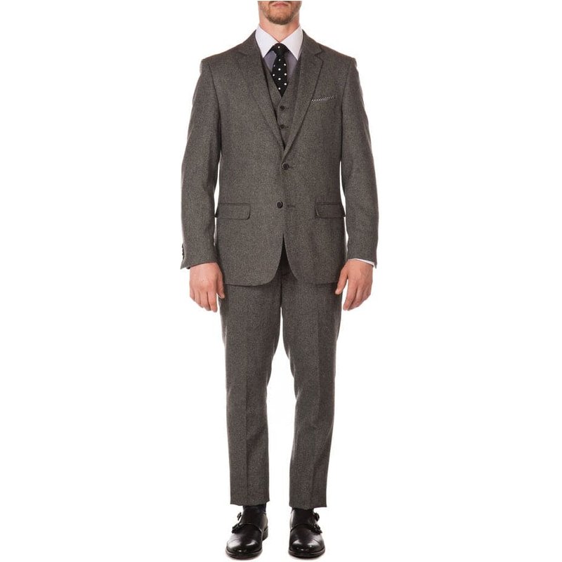 Edwardian Suit York Grey Slim FIT 3 Piece Herringbone Suit — Mens Suits & Blazers