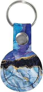 Rnyleeg Marble Pattern AirTag Holder Keychain for Pets and Luggage