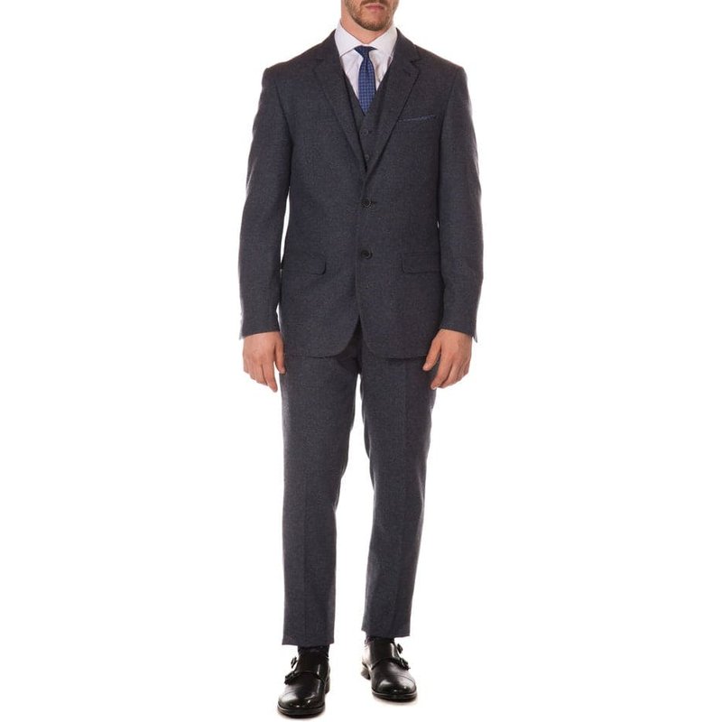 Edwardian Suit York Navy Slim FIT 3 Piece Herringbone Suit — Costumes et vestons pour hommes
