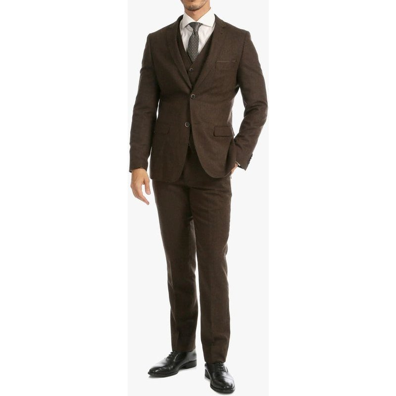 Edwardian Suit Bradford Cognac Slim FIT 3 Piece Tweed Suit — Costumes et vestons pour hommes