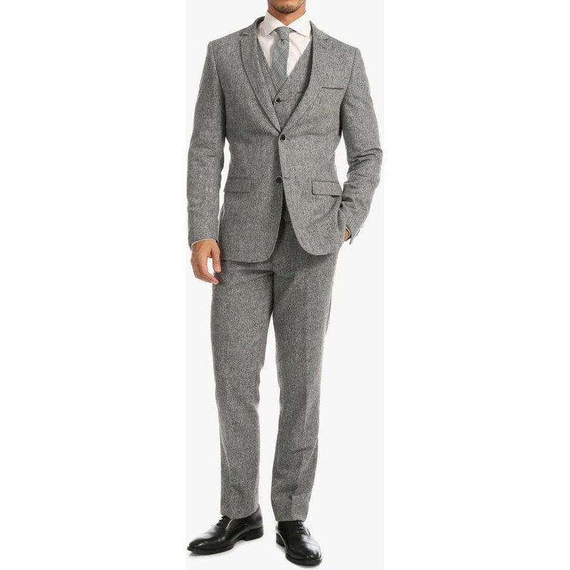 Edwardian Suit Bradford Grey Slim FIT 3 Piece Tweed Suit — Costumes et vestons pour hommes