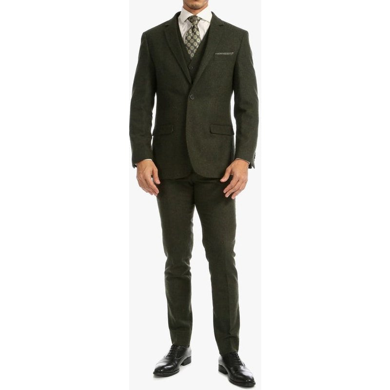 Edwardian Suit Bradford Hunter Green Slim FIT 3 Piece Tweed Suit — Costumes et vestons pour hommes