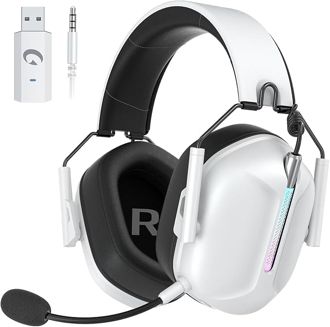 Casque de jeu sans fil pour PS5, PS4, PC, Switch avec lumière RGB — Casque de jeu