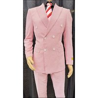 Costume rouge double poitrine - Costume rouge et blanc à rayures d'épingles - Costume rouge à sucer - Costume en coton — Costumes et vestons pour hommes
