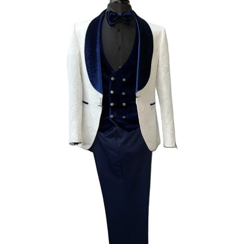 Wedding Tuxedos For Men in Blue Classic Wedding Tuxedo Style For Guys - Two Toned Lapel — Costumes et vestons pour hommes
