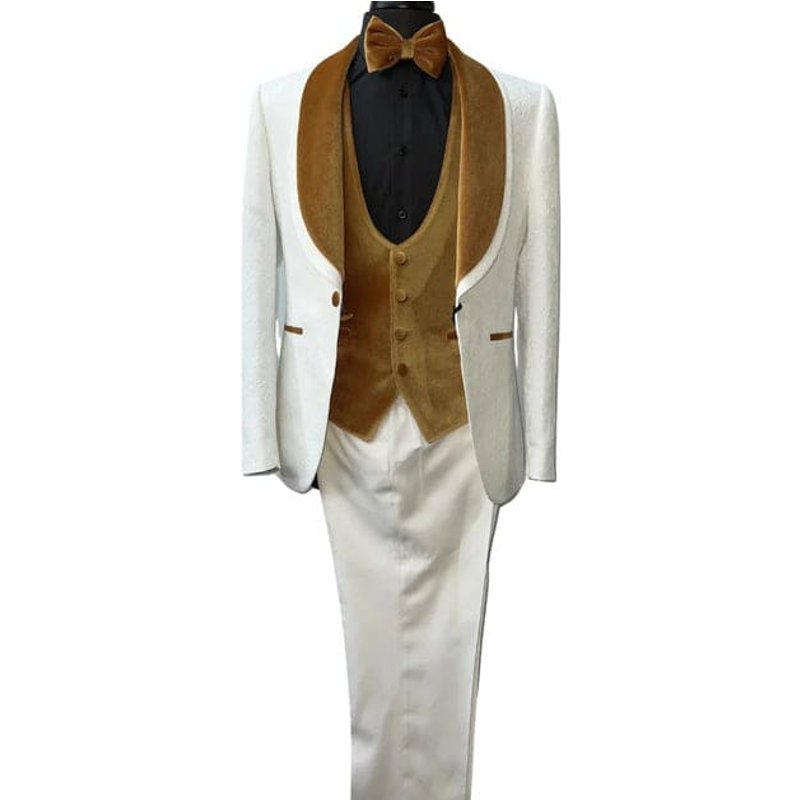 Wedding Tuxedos For Men in Golden Classic Wedding Tuxedo Style For Guys - Two Toned Lapel — Costumes et vestons pour hommes