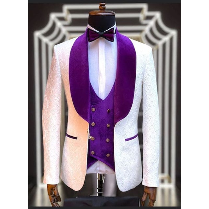 Wedding Tuxedos For Men in Purple Classic Wedding Tuxedo Style For Guys - Two Toned Lapel — Costumes et vestons pour hommes
