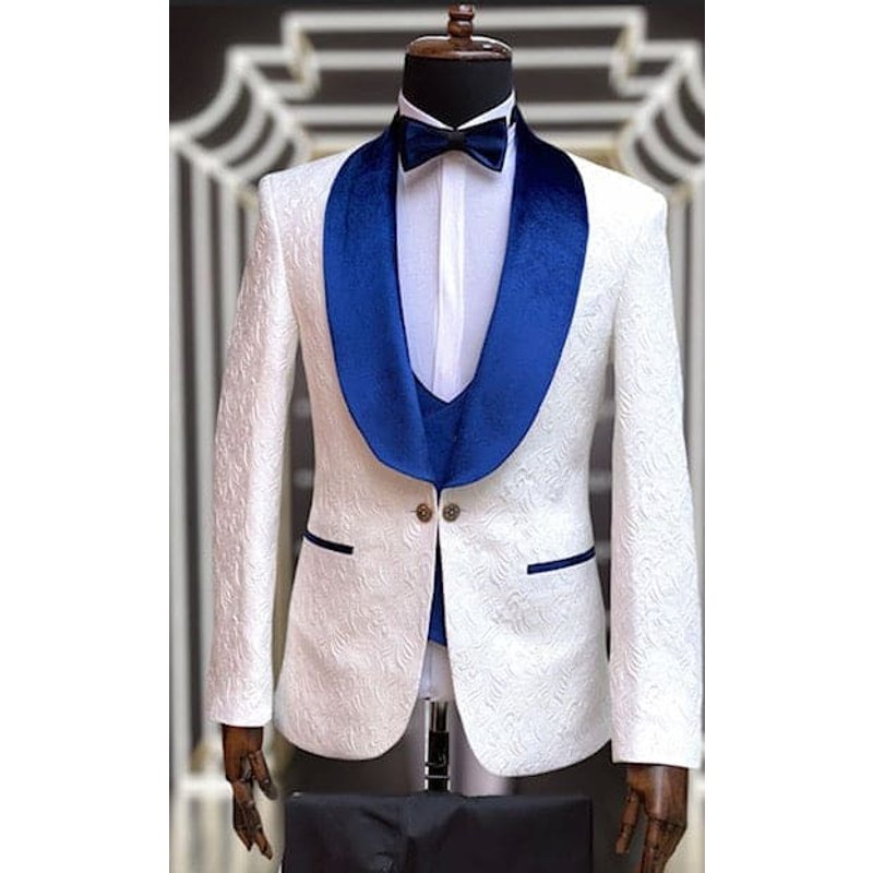Wedding Tuxedos For Men in Blue Classic Wedding Tuxedo Style For Guys - Two Toned Lapel — Costumes et vestons pour hommes