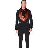 Tuxedos de mariage pour hommes en noir et orange Style de smoking de mariage classique pour les gars - Revers bicolore