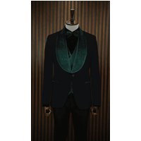 Wedding Tuxedos For Men in Green Black Classic Wedding Tuxedo Style For Guys - Two Toned Lapel