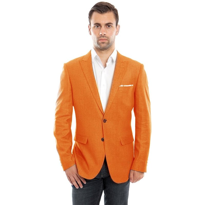 Mens Designer Traditional Shawl Dinner Jacket in Orange — Mens Suits & Blazers