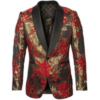 Veste de dîner en châle traditionnel pour hommes en rouge et or