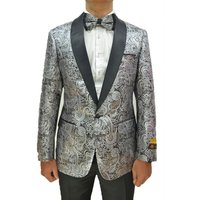 Mens Designer Traditional Shawl Dinner Jacket in Silver — Mens Suits & Blazers