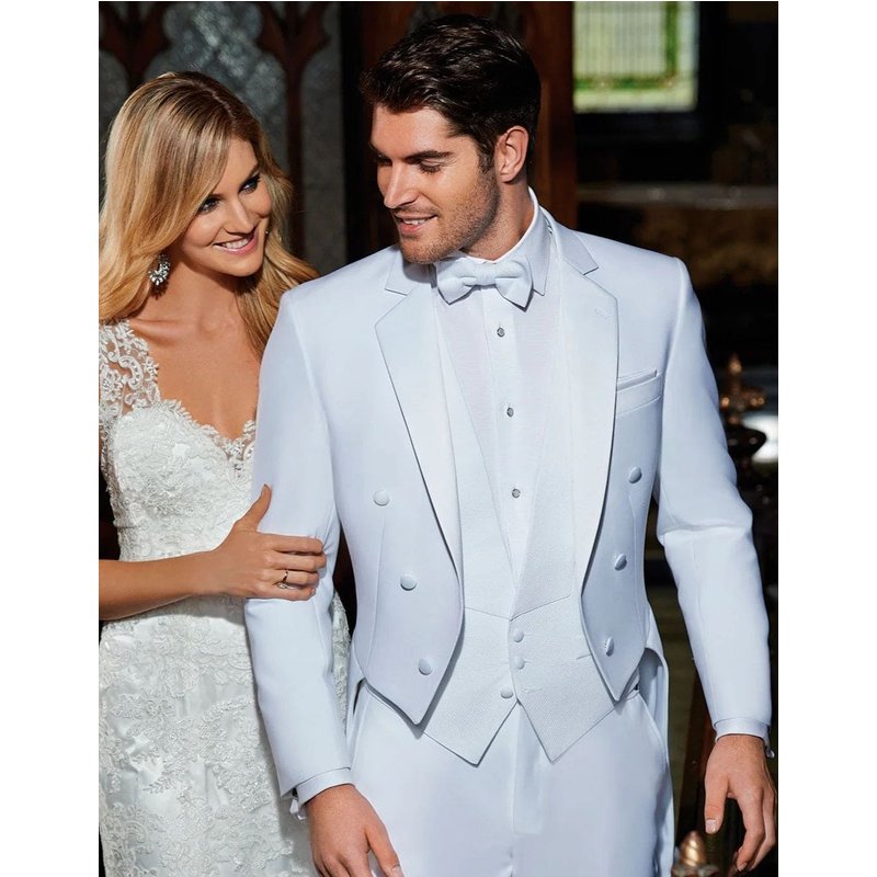 Mens Designer Classic Citreon Tail Tuxedo in White — Costumes et vestons pour hommes