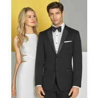 Mens Designer Slim Fit Two Button Wedding Tuxedo in Black
