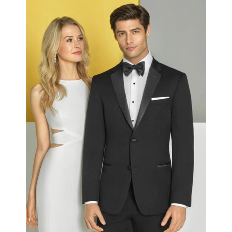 Mens Designer Slim Fit Two Button Wedding Tuxedo in Black — Costumes et vestons pour hommes