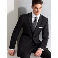 Mens Designer Super 120's Wool Notch Tuxedo Suit in Black