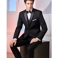 Mens Designer Parker Ultra Wool Slim Fit Tuxedo in Black — Costumes et vestons pour hommes