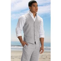 Ensemble de pantalons et de veste de lin pour hommes - Veste d'été de mariage en gris clair