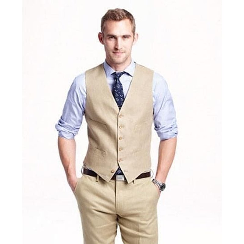 Mens Linen Vest And Pants Set - Wedding Summer Vest in Cream — Fashion Accessories
