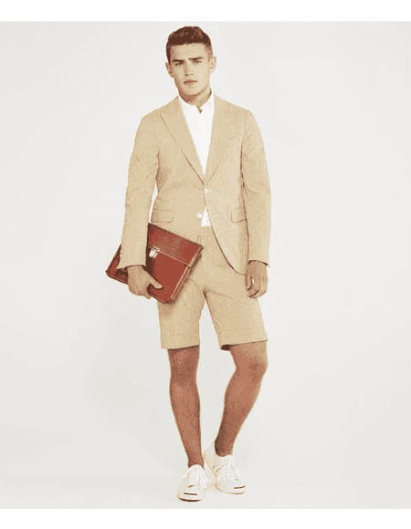 Khaki Cotton Suit - Men's Summer Suit for Casual or Dressy Events — Mens Suits & Blazers