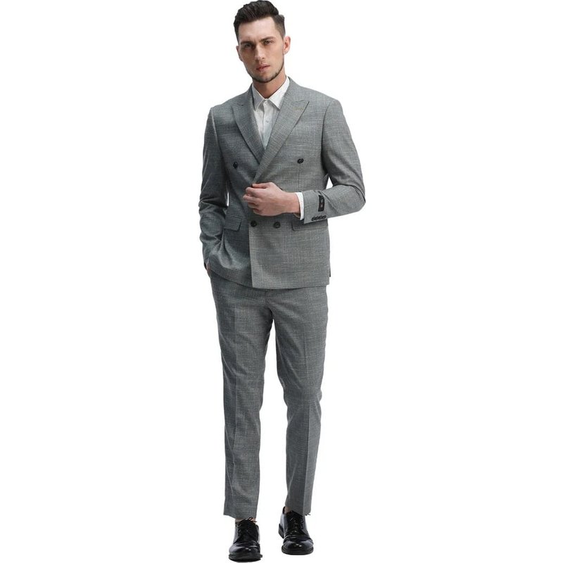 Mens Slim Fit Double Breasted Summer Sharkskin Suit in Mint Green — Costumes et vestons pour hommes