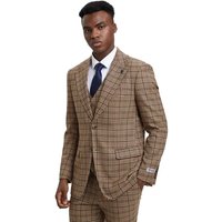 Men's Stacy Adams Vested Modern Fit Houndstooth Glen Plaid in Camel & Green Suit — Costumes et vestons pour hommes