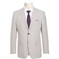 Mens Classic Two Button Linen & Cotton Summer Sport Coat Blazer in Tan Houndstooth