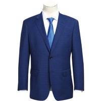 Mens Navy Plaid Suit Classic Fit Two Button Wool Suit In Dark Blue Windowpane Plaid Check — Costumes et vestons pour hommes
