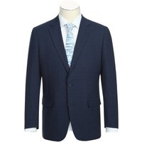 Mens Navy Plaid Suit Classic Fit Two Button Suit In Dark Blue Windowpane Plaid Check