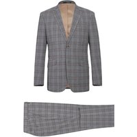 Mens Gray Plaid Suit Two Button Slim Fit Two Piece Suit In Grey & Bronze Windowpane Plaid — Costumes et vestons pour hommes